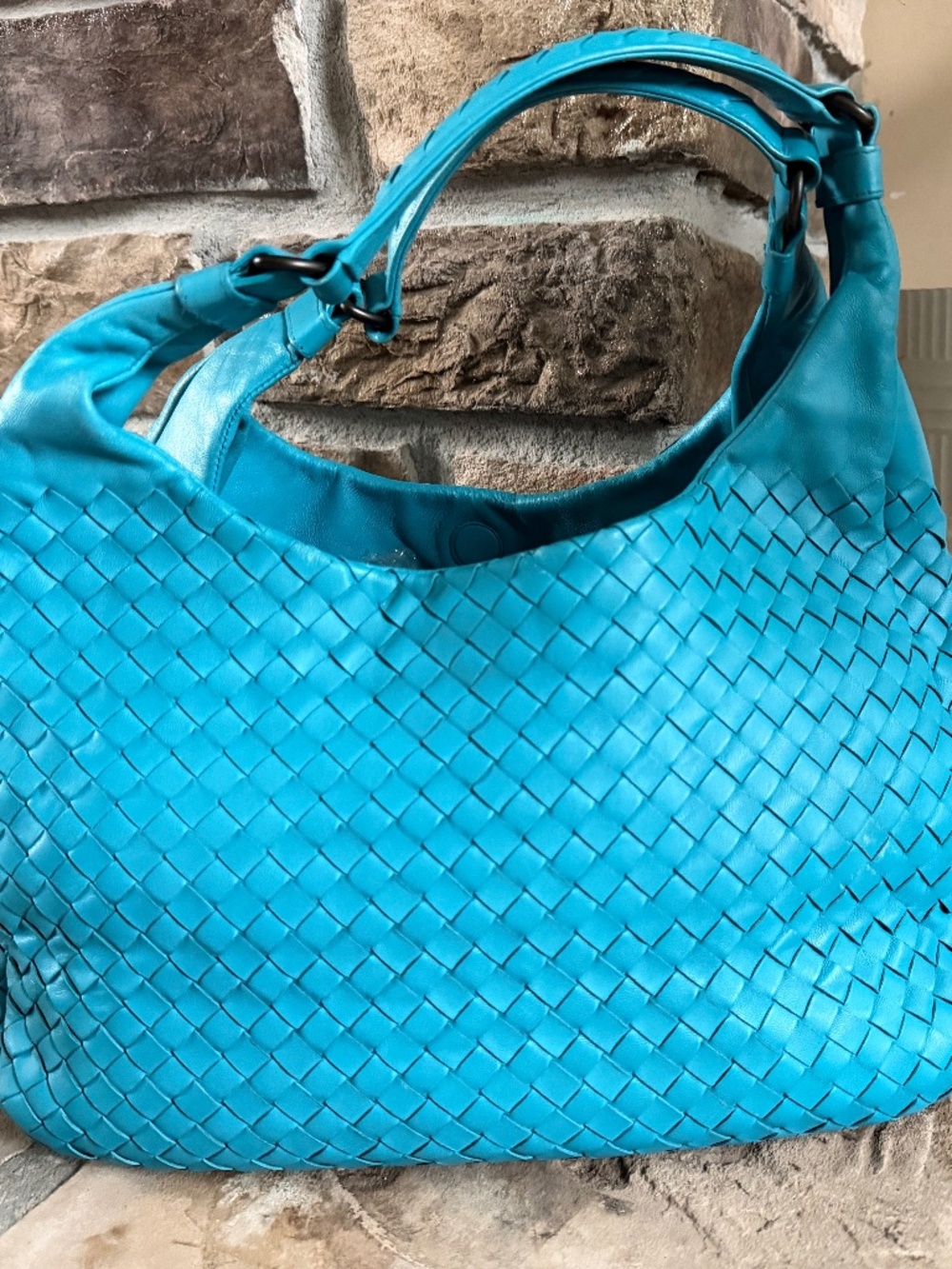 Bottega Veneta Intrecciato Hobo Shoulder Bag - Blue